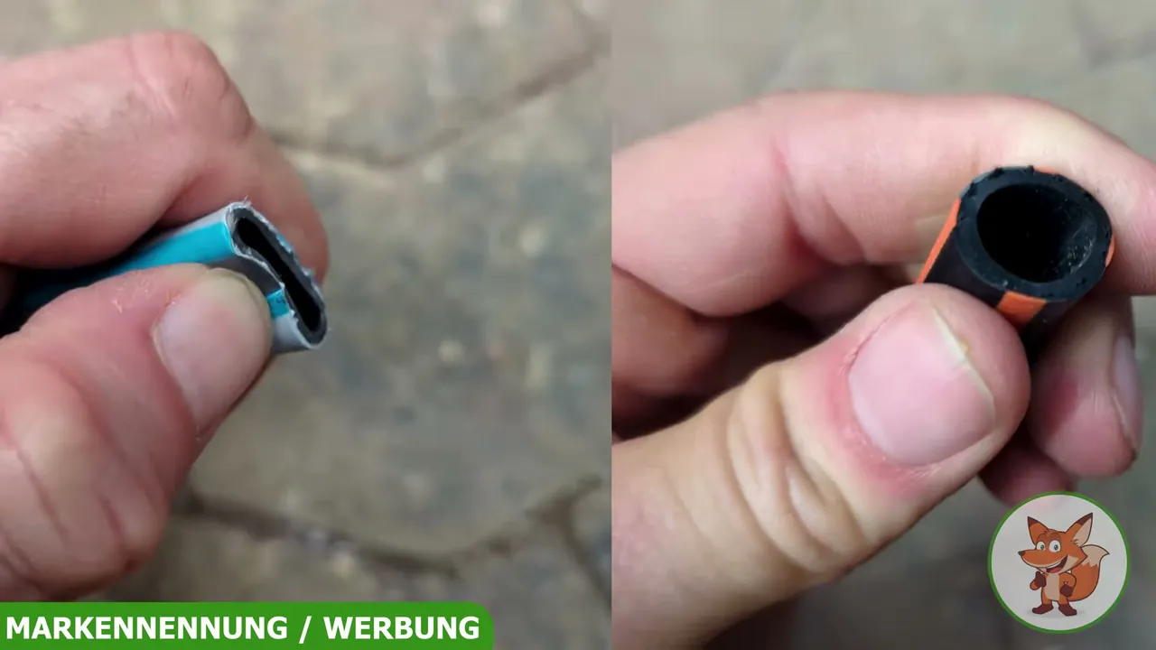 Im direkten Vergleich zeigt sich der Unterschied in der Formstabilität zwischen dem Classic und dem Comfort Flex Schlauch.
